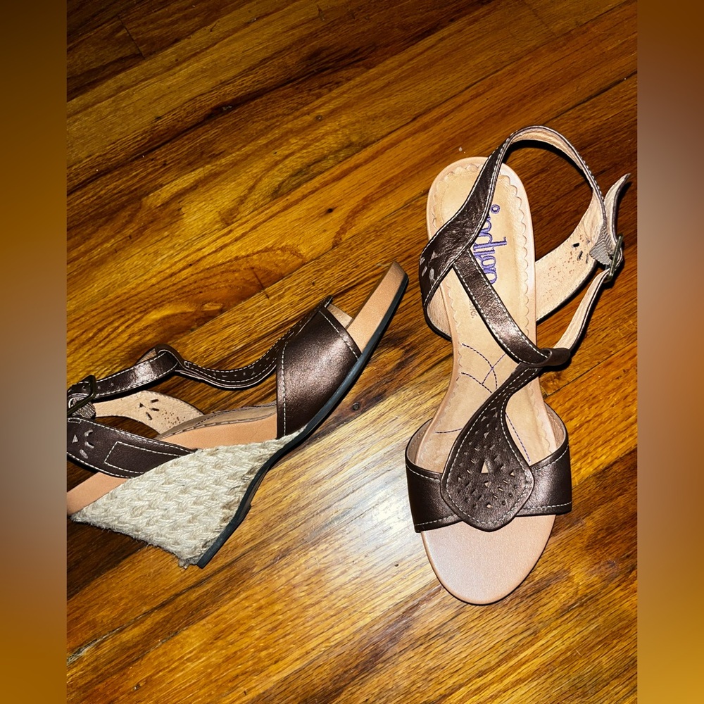 Indigo Clarks Metalic Dark Brown Strappy Wedges Size 10 EUC